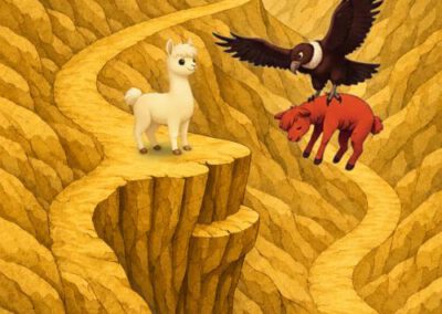 Ein Kondor trägt Samurai über eine Schlucht, während Romeo zusieht