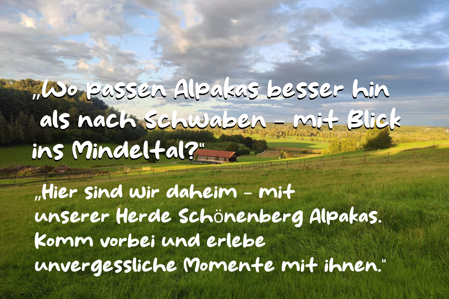 Blick von der Weide ins Mindeltal mit Text