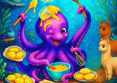 Ein Oktopus der bäckt